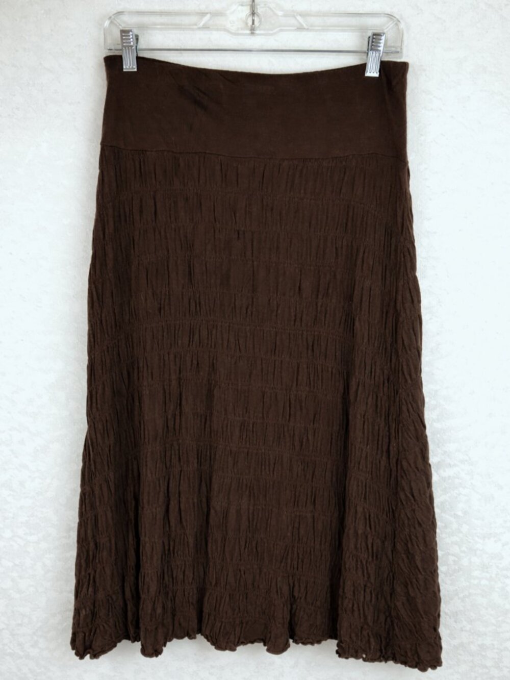 INC Vintage Brown Tiered Maxi Skirt Boho Flowy Rayon Size M